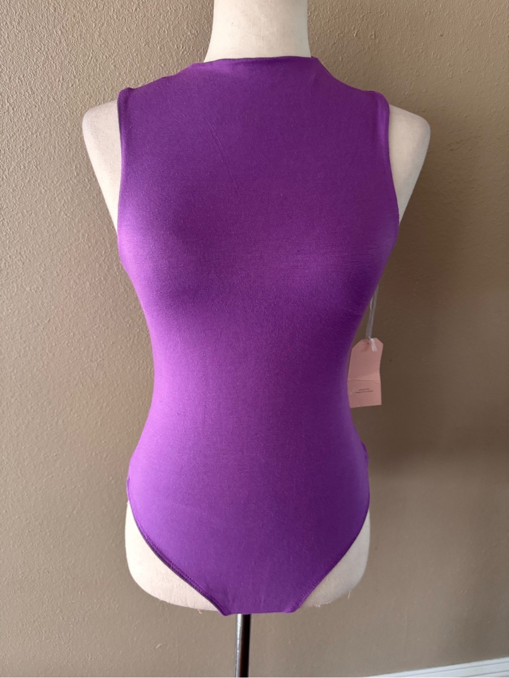 Double Layered Buttery Soft Sleeveless Purple Bodysuit Top - Women
